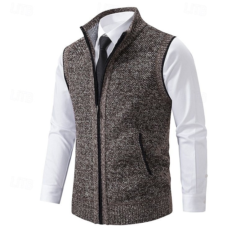 Homens Vestido Suéter Sueter Cardigan Suéter com zíper Suéter de malha Estriado Tricotar Padrão Zip Up Bolsos laterais Côr Sólida Moda Clássico Roupa Diária Encontro Roupa Outono & inverno Preto de 2025 por $28.99 –P6