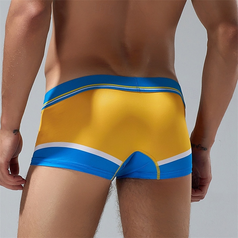 Men's 1 PCS Boxers Underwear Boxer Shorts Patchwork Polyester Breathable Soft Comfortable Color Block Letter Mid Rise Yellow Red 2025 - $10.49 –P5