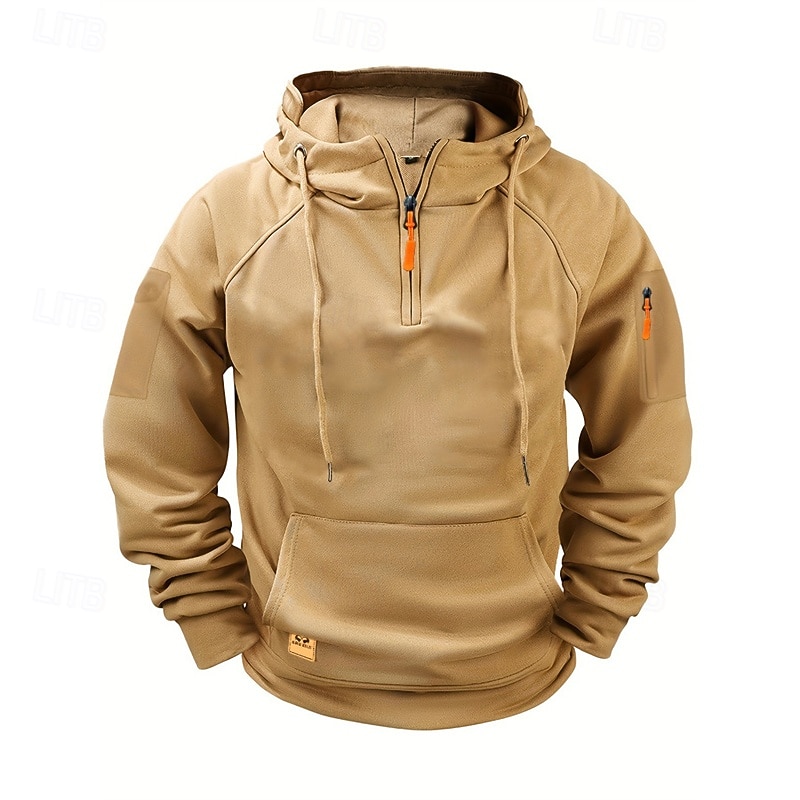 Voor heren Trui met capuchon Hoodie met kwartrits Zwart Wijn Marineblauw blauw Bruin Capuchon Effen Zak Sport & Outdoor Dagelijks Feestdagen Polyester Streetwear Basic Casual Lente & Herfst Kleding 2026 - $31.99 –P7