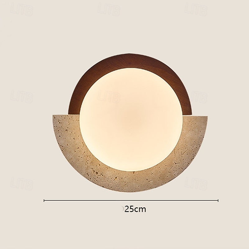 Wabi-sabi Yellow Limestone Wall lamp Milky White Glass Lampshade Natural Stone Wall lamp Indoor Retro Circular Marble Wall Lamp 110-240V 20W 2026 - $222.99 –P4