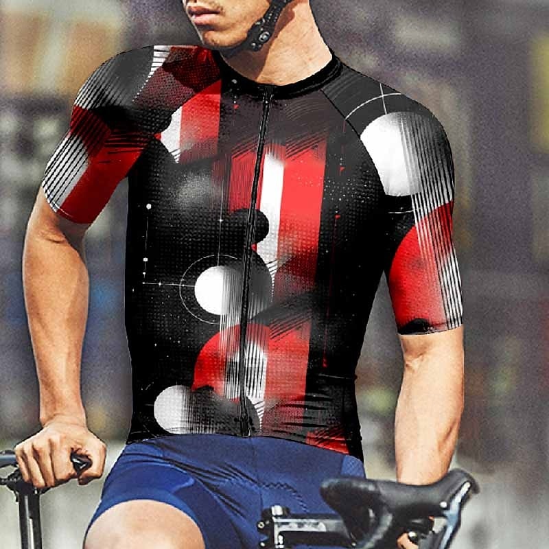 Homme Maillot Velo Cyclisme Manche Courte Cyclisme Tee-shirt Maillot avec 3 poches arrière VTT Vélo tout terrain Respirable Séchage rapide Conception anatomique Mèche Rouge vin Rouge Bleu Bloc de de 2025 ? $28.99 –P15