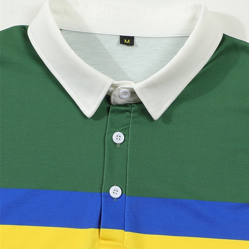 Men's Golf Shirt Golf Polos Shirts Work Casual Lapel Long Sleeve Basic Modern Color Block Patchwork Buttons Spring &  Fall Regular Fit Navy Blue Green Golf Shirt 2025 - $21.99 –P5