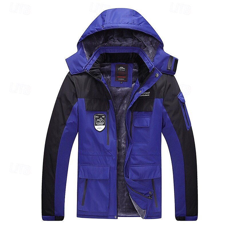 Herre Softshell jakke Turjakke Fleecejakke Vinter utendørs Fargeblokk Hold Varm Fleecefor Vindtett Vannavvisende Vindjakke Reise Svart Hvit Marineblå Grå 2025 - $75.99 –P16