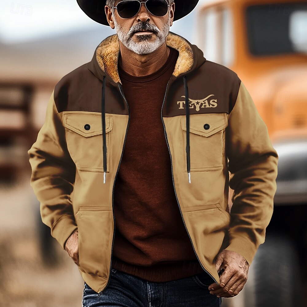 Men's Cowboy Fleece Hoodies Sweatshirt Outerwear Hooded Sweatshirt Hooded Fashion 3D Print Holiday Streetwear Blue Brown Zipper Pocket Fall Winter Designer 2025 - $40.99 –P1