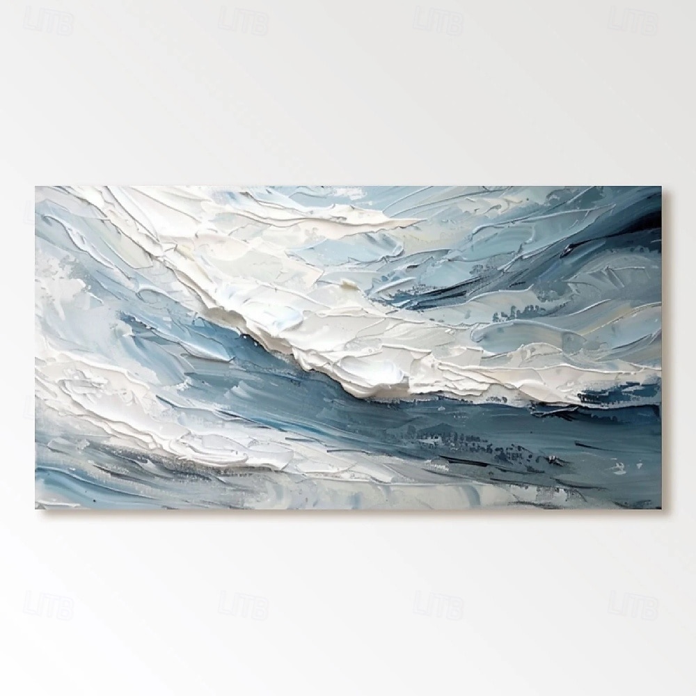 handgemachtes 3D-Ozean-Ölgemälde, handgemachte Wandkunst, blaues riesiges Wellen-Ölgemälde auf Leinwand, handgemaltes Meereswellen-strukturiertes 3D-abstraktes Gemälde, Strandlandschaft, Himmel, 2025 - $66.99 –P6