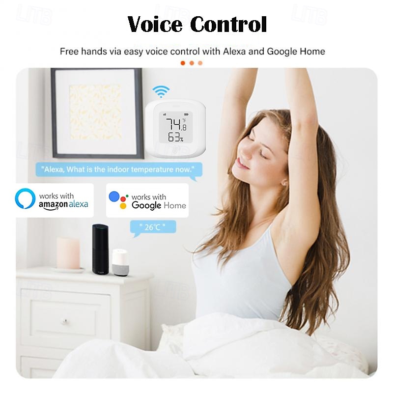 tuya smart wifi/zigbee αισθητήρας υγρασίας θερμόμετρο εσωτερικού χώρου υγρόμετρο με οθόνη lcd υποστήριξη alex google home 2025 - $23.99 –P2