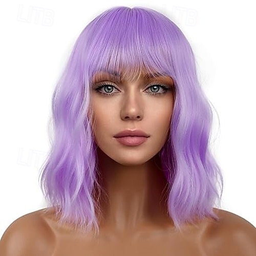 perruques courtes bob avec frange pour femmes perruque ondulée lâche perruque synthétique bouclée ondulée longueur épaule bob perruque cosplay pour fille perruques de costume colorées de 2025 ? $19.49 –P4