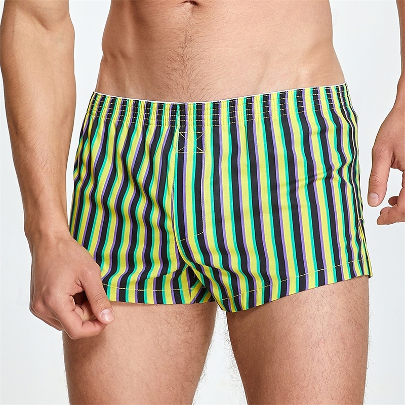 Hombre 1 pc Boxer Boxers Cintura elástica 100% Algodón Transpirable Suave Cómodo Raya Tiro Medio Blanco Amarillo 2025 - $11.49 –P16