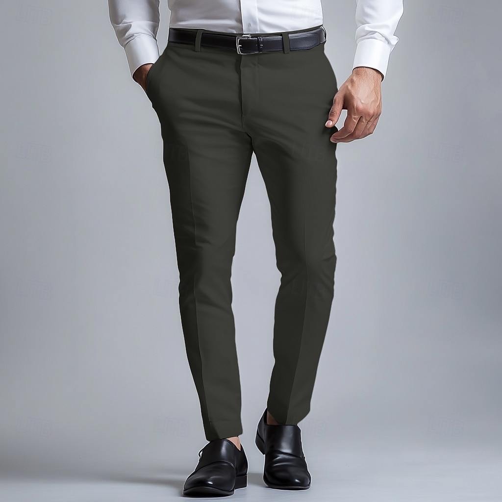 Herren Anzughose lange Hose schwarz weiß dunkelmarine einfarbig mikroelastisch Standard Fit 2024 2025 - $41.99 –P4