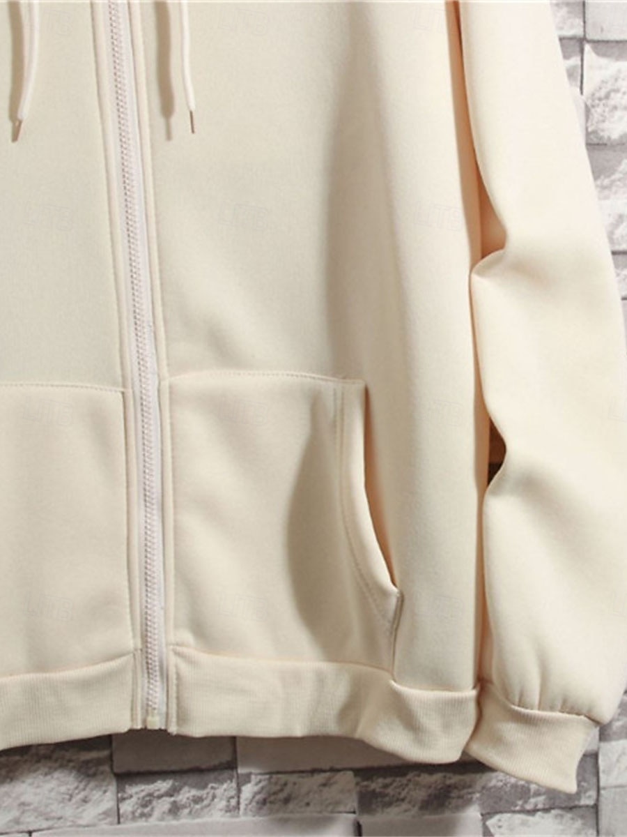 Women's Hoodie Sweatshirt Casual Street Dailywear Hoodie Zip Up Front Pocket Long Sleeve Pink Purple Beige Fall Winter 2025 - $24.99 –P7