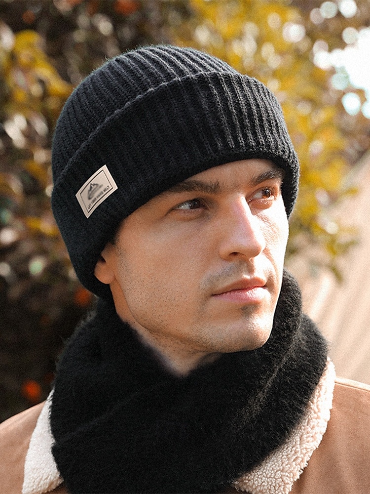 Schwarze Strickmütze für Herren mit abnehmbarer Sturmhaube – warme und vielseitige Wintermütze für Outdoor-Aktivitäten und Sport 2025 - $9.99 –P1