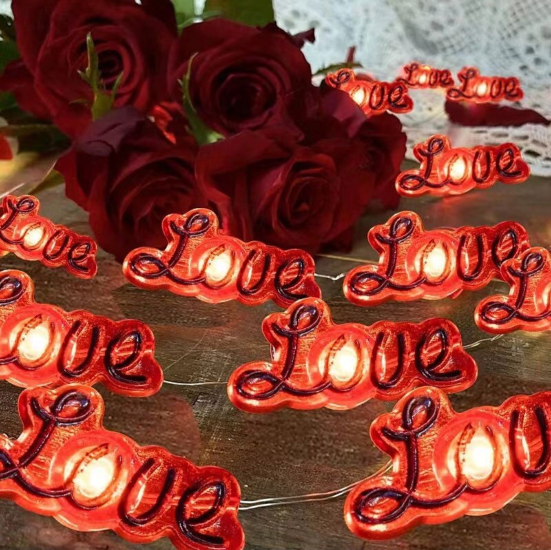 elegant bryllupsfest mottakelse valentinsdag led fe-lys – 2m 20led røde lepper kobbertråd, batteridrevet for hjemmeinnredning 2025 - HUF 2852 –P7