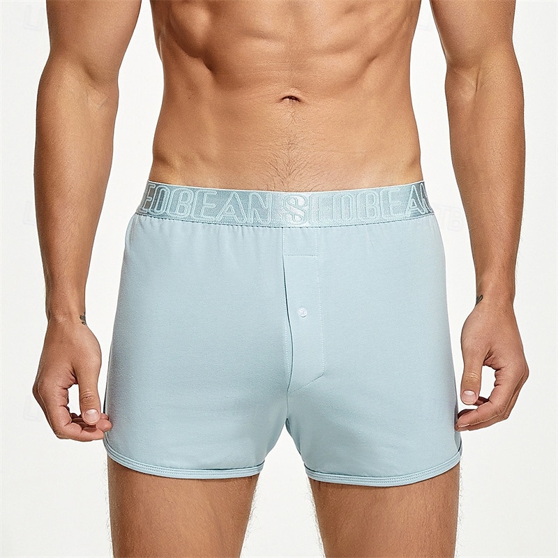 Men's 1 PCS Boxers Underwear Boxer Shorts Elastic Waist 50% Cotton Breathable Soft Comfortable Solid Color Mid Rise Black White 2025 - $11.49 –P17