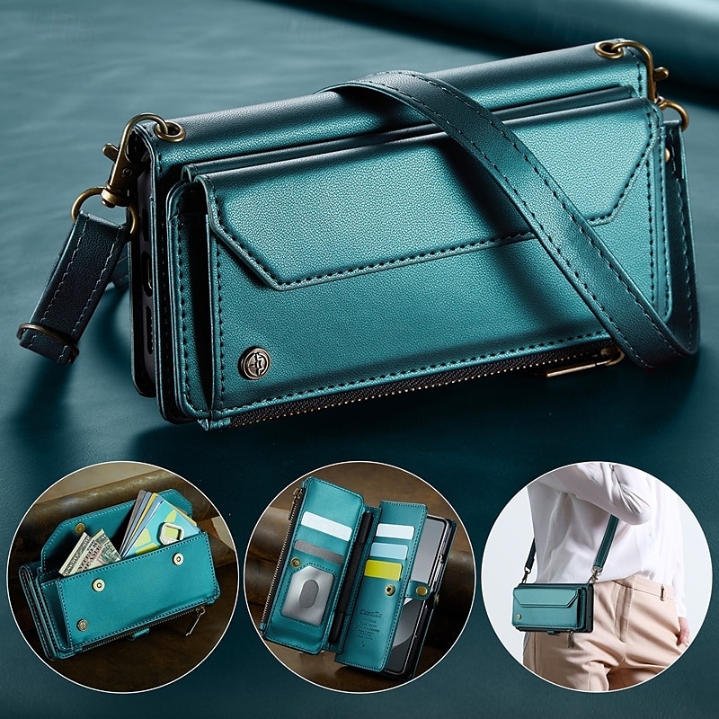 telefone Capinha Para Dobra Z 6 Z Fold 5 Z Fold 4 Z Fold 3 Capa para Cartão Wallet Com Suporte Magnética Zíper Retro TPU PC de 2025 por $31.99 –P12