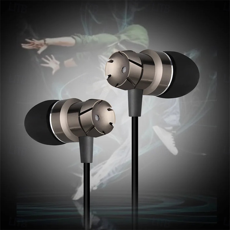 metalltrådad superbashörsnäcka 3,5 mm inbyggd mikrofon handfri brusreducering universal headset sporthörlurar 2025 - $13.99 –P2