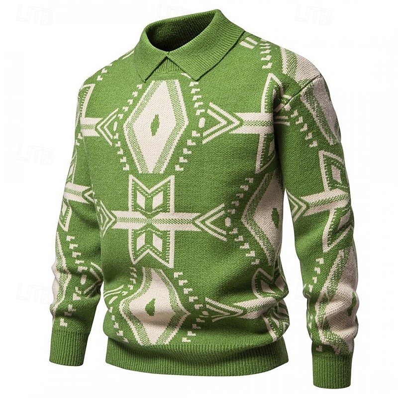 Herren Pullover Strickpullover Gerippt Stricken Standard Strick Raute Kargen Modisch Basic Freizeitskleidung Verabredung Bekleidung Herbst Winter Schwarz Rote S M L 2025 - $39.99 –P4