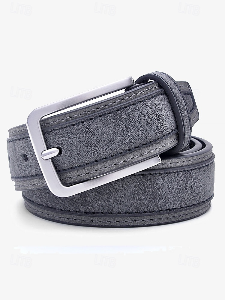 tvåfärgade mäns bälte i konstläder | snygg brun och blå design med metallspänne för vardags- och högtidskläder 2026 - $14.99 –P7