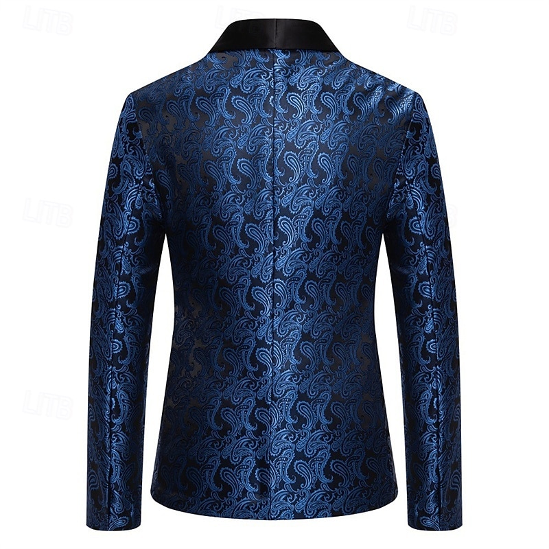 Bărbați Blazer Afaceri Petrecere cu cocktail Petrecere Nuntă Modă Casual Primăvara & toamnă Poliester Imprimeu Paisley Buzunar Nasturi Comfortabil Cu Un Nasture Blazer Argintiu Gri Închis Negru Alb 2026 - $60.99 –P8