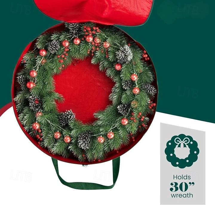 Borsa portaoggetti per ghirlande Contenitore portaoggetti per ghirlande natalizie resistente verde - Contenitore porta ghirlande in plastica impermeabile - Contiene ghirlande per lo stoccaggio del 2025 a $13.99 –P8