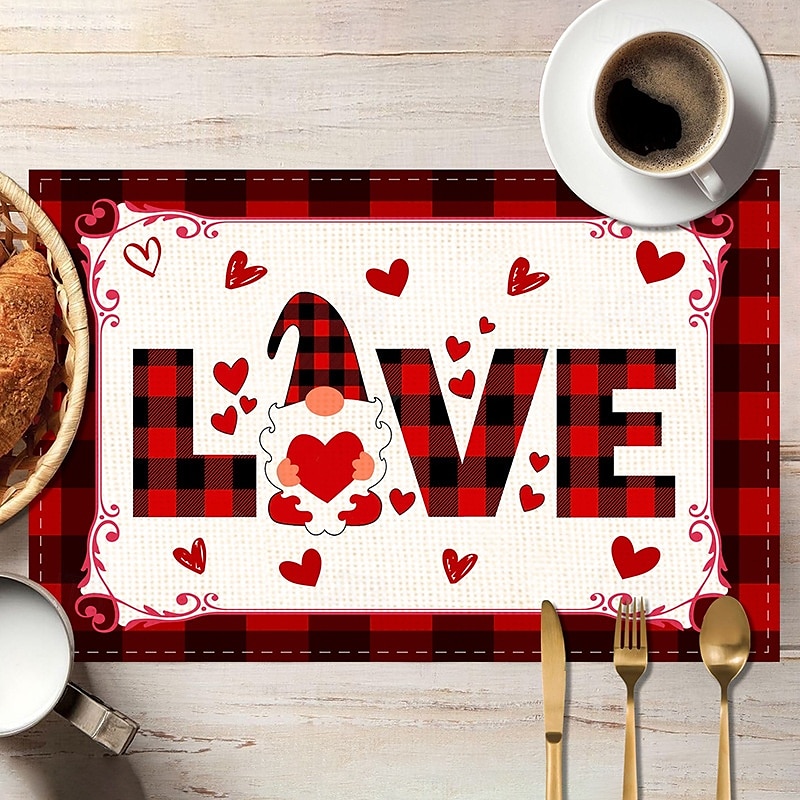 Valentine's Day Placemats Set of 4 Romantic and Decorative Table Mats Featuring Heart or Rose Patterns Durable and Heat-Resistant Perfect for Adding a Touch of Love to Your Dining Table Decor 2025 - $14.49 –P7