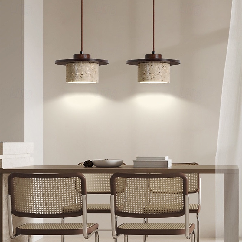 lampada a sospensione in pietra naturale wabi-sabi, lampada a sospensione in travertino 110-240v del 2025 a $160.99 –P2