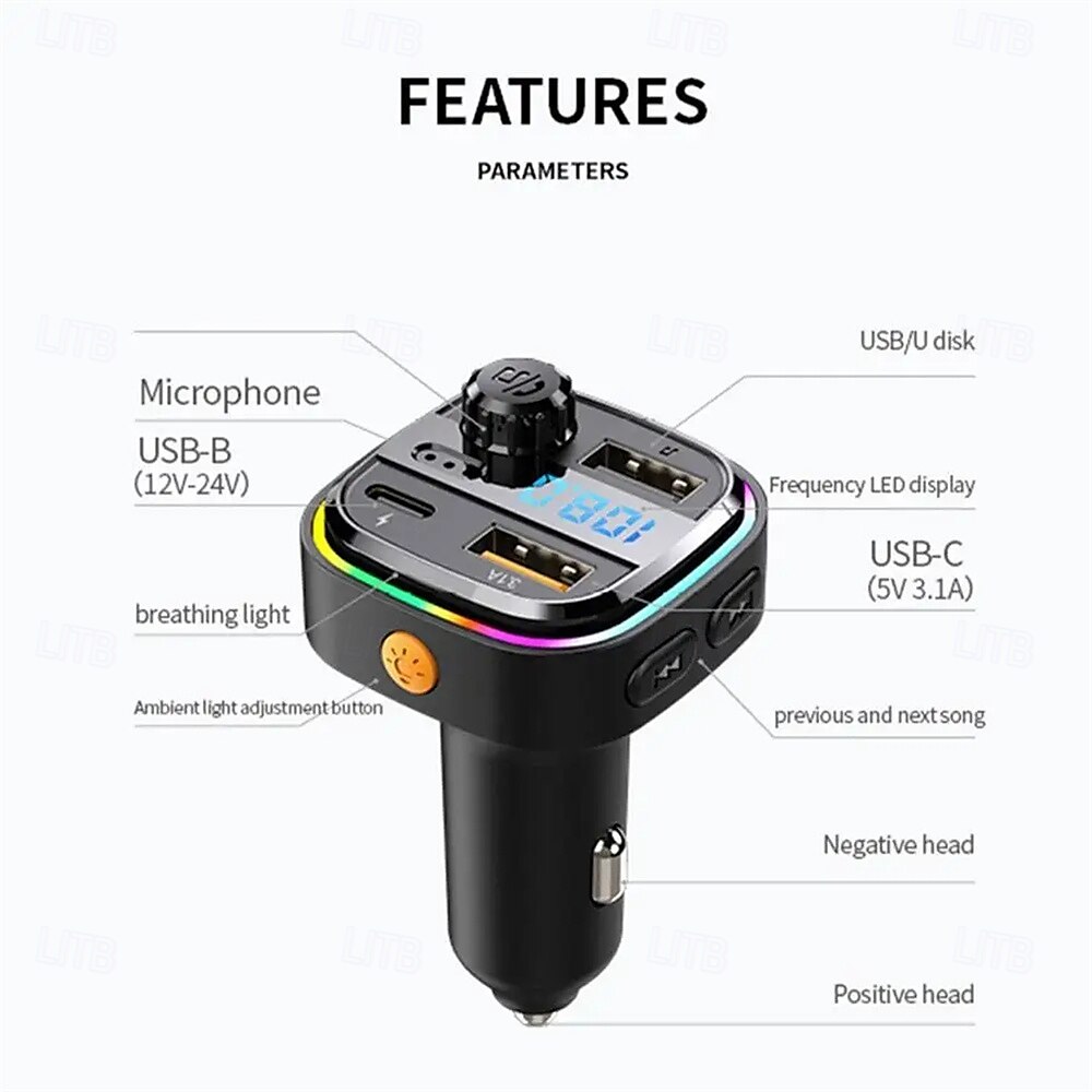 bil mp3-spiller bluetooth 5.0 fm sender pd25w hurtiglader lader tilbehør mobiltelefon adapter 2025 - $22.99 –P8