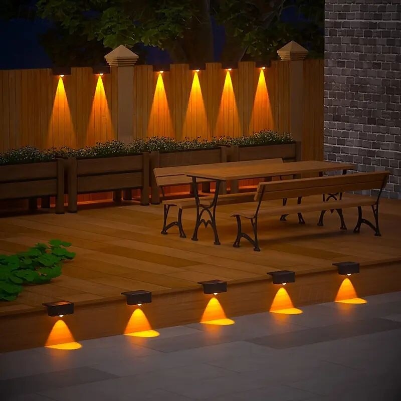 4/8pcs Solar Powered Outdoor Wall Lights Garden Pathway Step Lights High-Efficiency Silicon Panels No Wiring Required Optical Control with Installation Hardware 2025 - $27.99 –P7