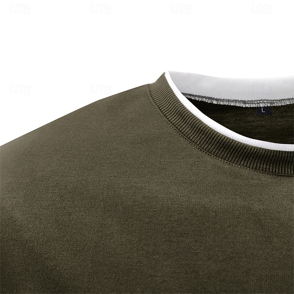 Men's T Shirt Oversized Shirt Tee Top Long Sleeve Shirt Long Sleeve Crew Neck Spring &  Fall Solid Color Daily Casual Street Style Fake two piece Rib Hem Outdoor Street Causal Black Gray Wine Top Tee 2025 - $16.49 –P5