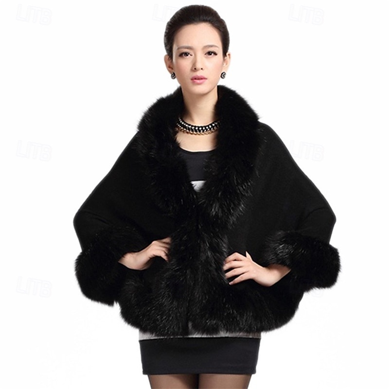 vrouwen luxe bruids imitatiebont sjaal wikkelmantel jas trui cape 2025 - $66.99 –P2