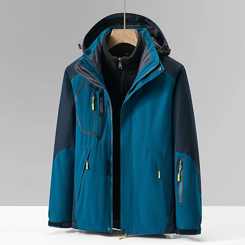 Homens Jaqueta Softshell Jaqueta de Trilha Inverno Ao ar livre Bloco de cor A Prova de Vento Impermeável Jaquetas 3-em-1 Jaquetas em Velocino Jaqueta corta-vento Viajar Cinzento Escuro Preto Marfim de 2025 por $90.99 –P4