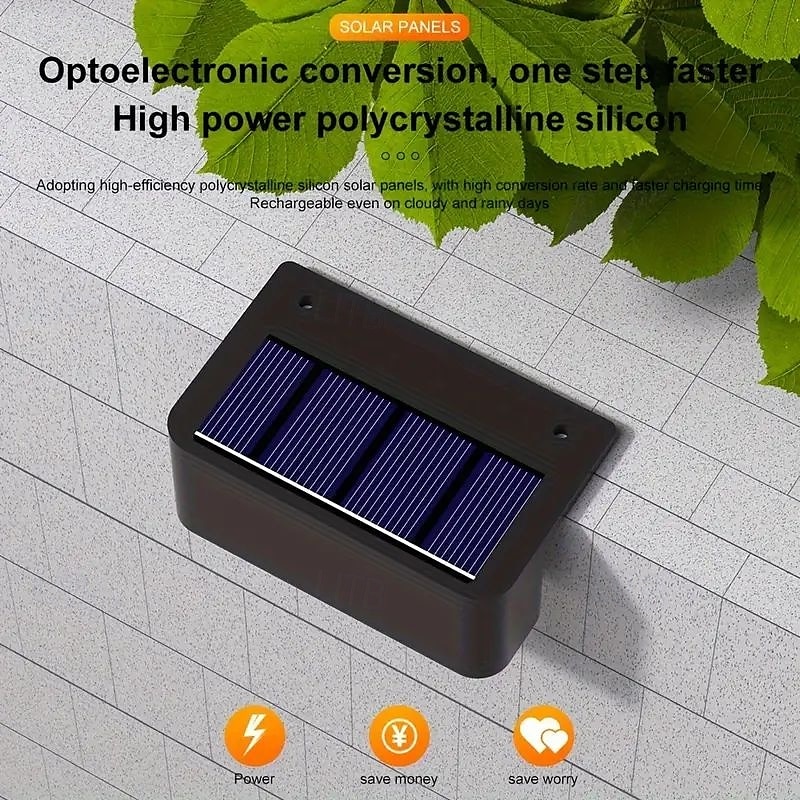 4/8pcs Solar Powered Outdoor Wall Lights Garden Pathway Step Lights High-Efficiency Silicon Panels No Wiring Required Optical Control with Installation Hardware 2025 - $27.99 –P6