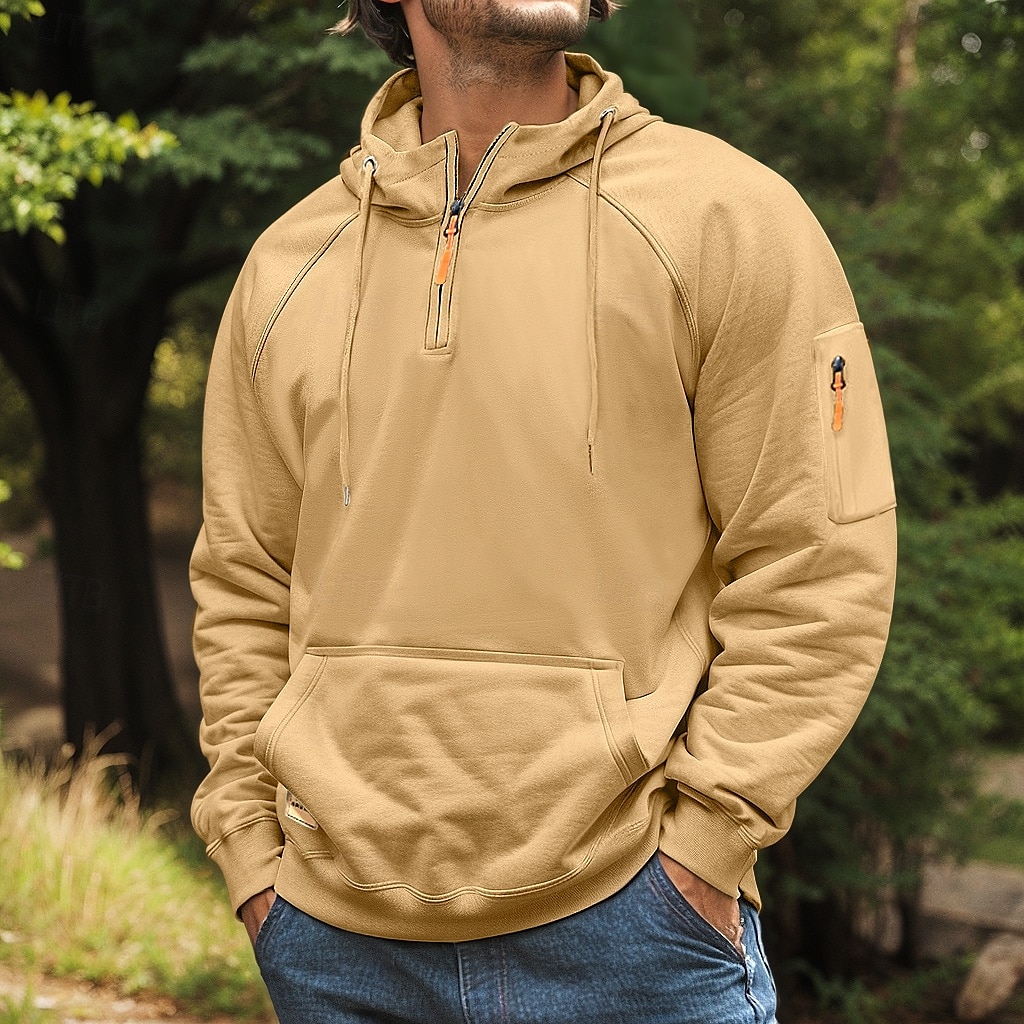 Hombre Sudadera con un cuarto de cremallera Sudadera con capucha raglán Sudadera táctica con capucha Negro Burdeos Azul Marino Azul Real Caqui Media cremallera Plano Deporte Diario Festivos Ropa de 2025 - $27.99 –P6