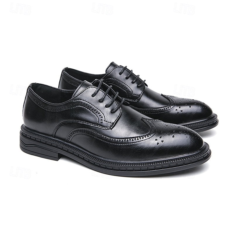 chaussures richelieu marron pour hommes avec bout d'aile et semelle en caoutchouc - chaussures formelles classiques pour les affaires, le bureau et les événements spéciaux de 2025 ? $46.99 –P1