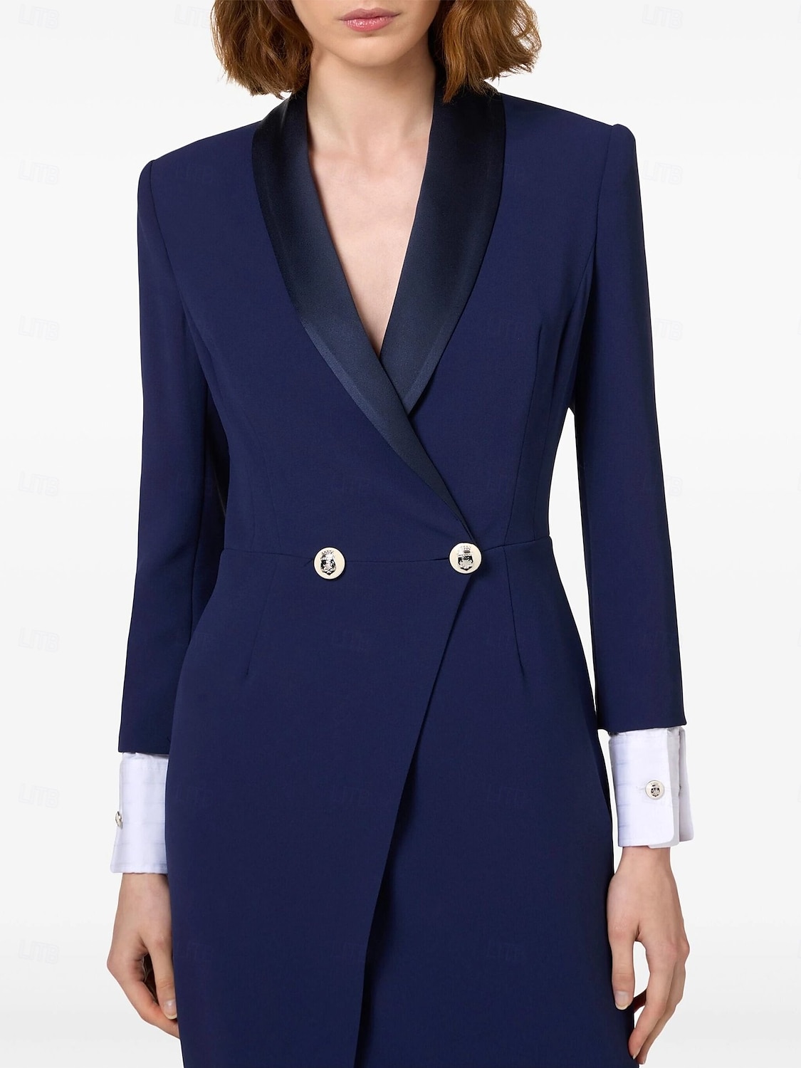 Robe Veste A-Line Robe de Soirée Robe Vintage Robe Tuxedo Formelle Mariage Longueur Sol Manches Longues Col Camisa avec Fente 2025 de 2025 ? $129.99 –P4
