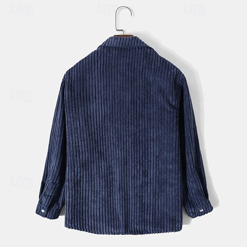 Муж. Рубашка Вельветовая рубашка Верхняя рубашка Полотняное плетение Повседневные на открытом воздухе Темно синий Длинный рукав Зима Весна & осень Одежда Теплый 2026 - $29.99 –P2