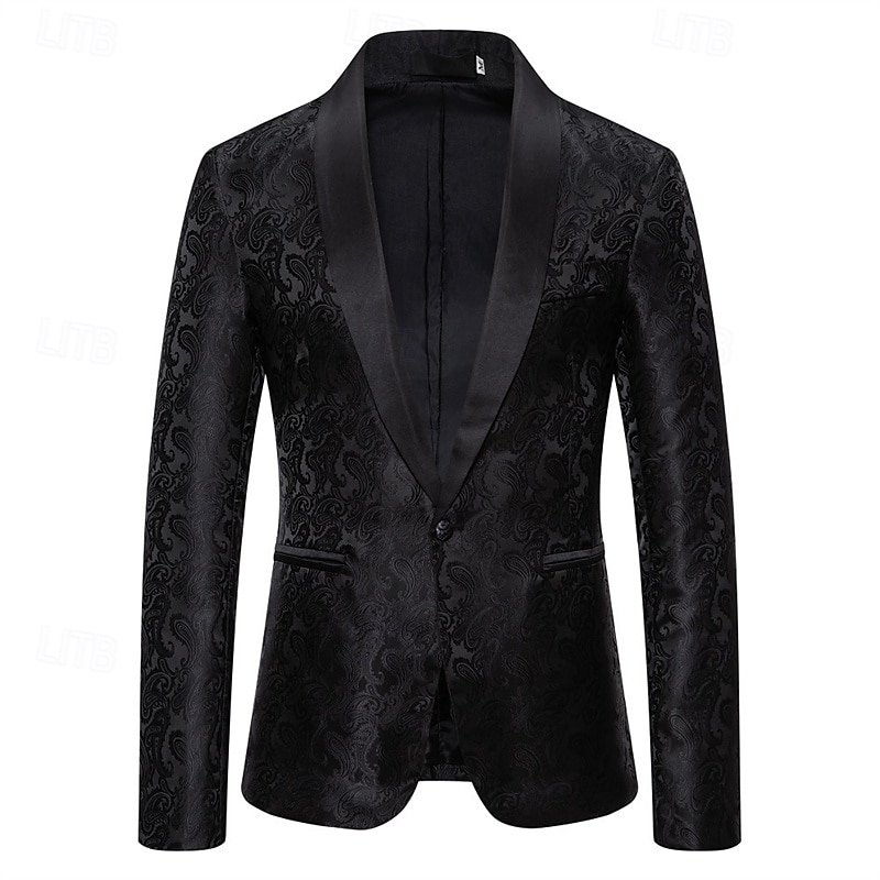 Bărbați Blazer Afaceri Petrecere cu cocktail Petrecere Nuntă Modă Casual Primăvara & toamnă Poliester Imprimeu Paisley Buzunar Nasturi Comfortabil Cu Un Nasture Blazer Argintiu Gri Închis Negru Alb 2026 - $60.99 –P12