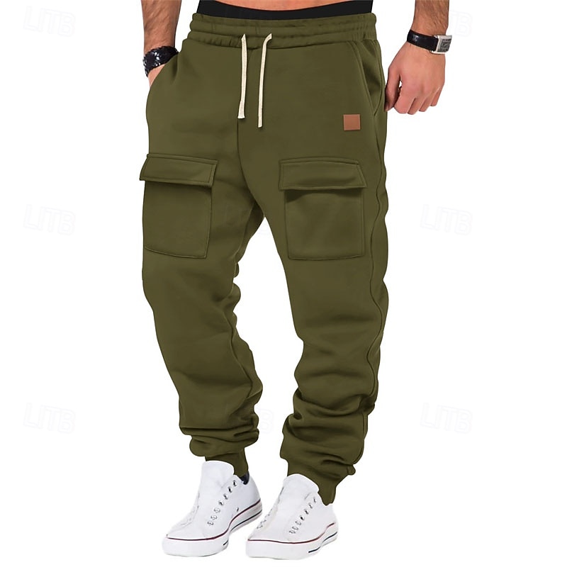 Homens Calça esportiva Calças Esportivas Corredor Calças Calça de moletom cargo Bolsos Com Cordão Cintura elástica Tecido Conforto Esportes Diário Moda Casual Preto Verde Tropa Micro-Elástica de 2026 por $25.99 –P11