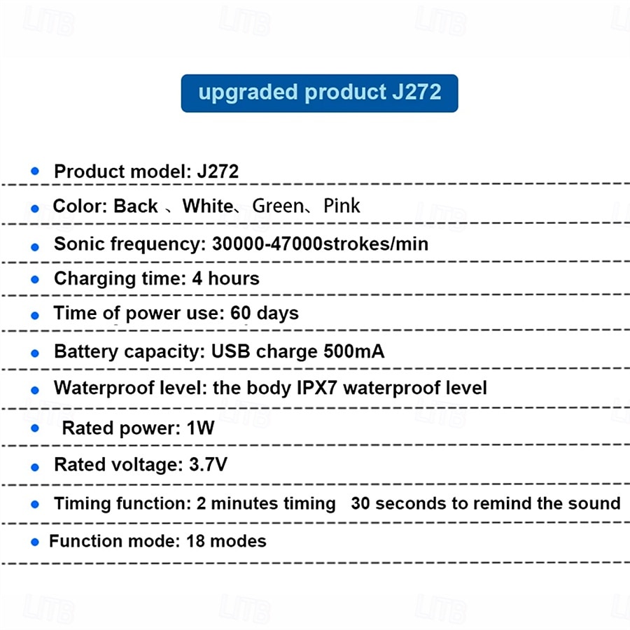 2025年 電動歯ブラシ USB 急速充電歯ブラシ IPX7 防水 大人用 18 ギア スマートタイマー 超音波歯ブラシ 8 個の交換可能なブラシヘッド付き  コレクション – $23.99 –P16