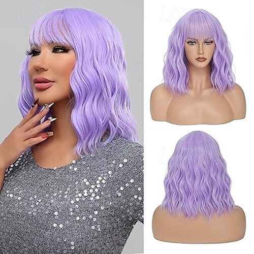 Short Wavy Wig with Bangs for Women Curly Bob Synthetic Wigs for Daily Use Costume Cosplay St.Patrick's Day Wigs 2025 - $18.49 –P4