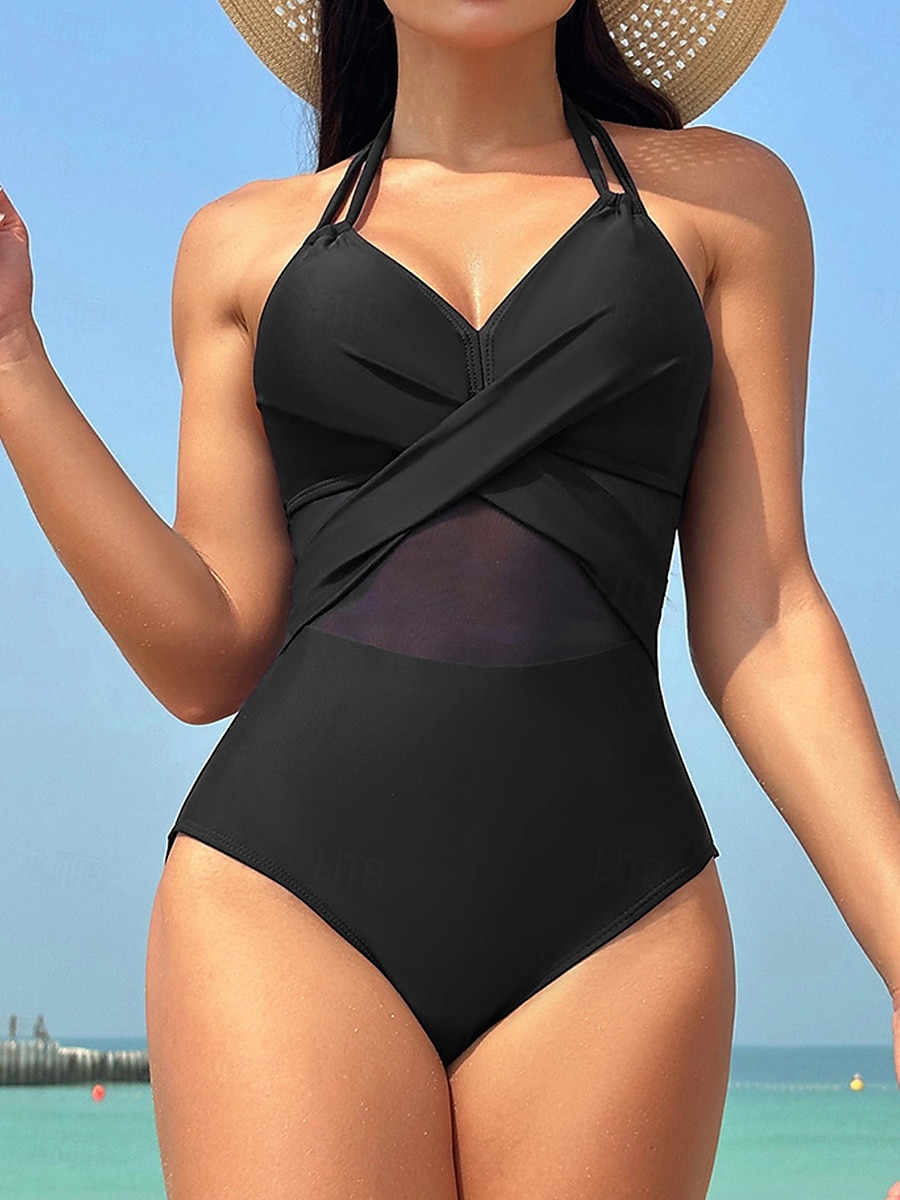 Femme Maillots de Bain Une pièce Maillot de bain Mode Hawaïen Couleur unie Sans Manches Maillots de bain de 2025 ? $27.99 –P1