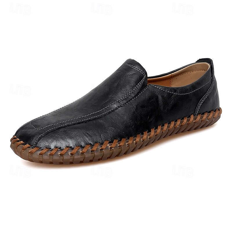 Men's White Faux Leather Slip-On Loafers with Hand-Stitched Sole – Lightweight Casual Shoes for Driving, Walking, and Summer Outfits 2025 - $46.99 –P6