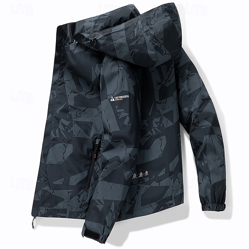 Men's Softshell Jacket Hiking Jacket Outdoor Windproof Water Resistant Windbreaker Jacket Traveling Dark Grey Black White Blue Light Grey 2025 - $42.99 –P9