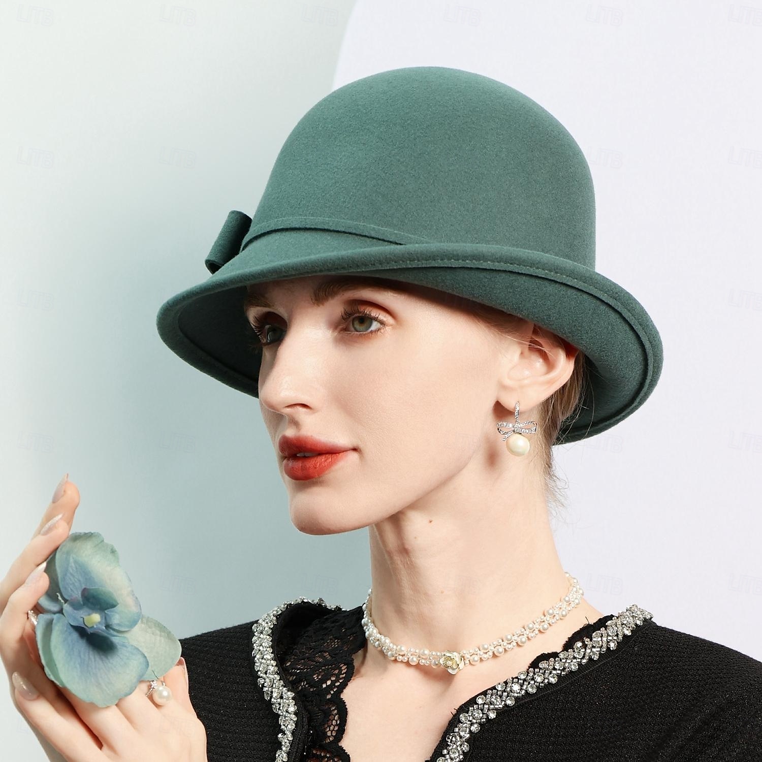 chapéus 100% lã chapéu coco / cloche chapéu balde chapéu fedora chá de casamento elegante casamento com laço cor pura chapéu chapéu de 2025 por $37.99 –P7