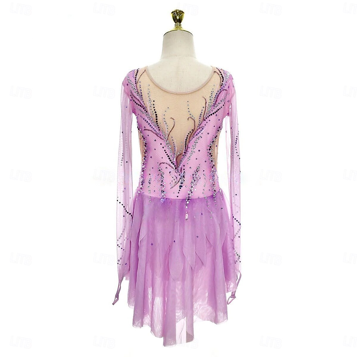 Rochie de Patinaj Artistic Pentru femei Fete Πατινάζ στο πάγο Rochii Mov Tiv Asimetric Plasă Înaltă Elasticitate Antrenament Competiție Ținută Patinaj Clasic Cristale / Strasuri Manșon Lung Patinaj 2025 - $267.19 –P2