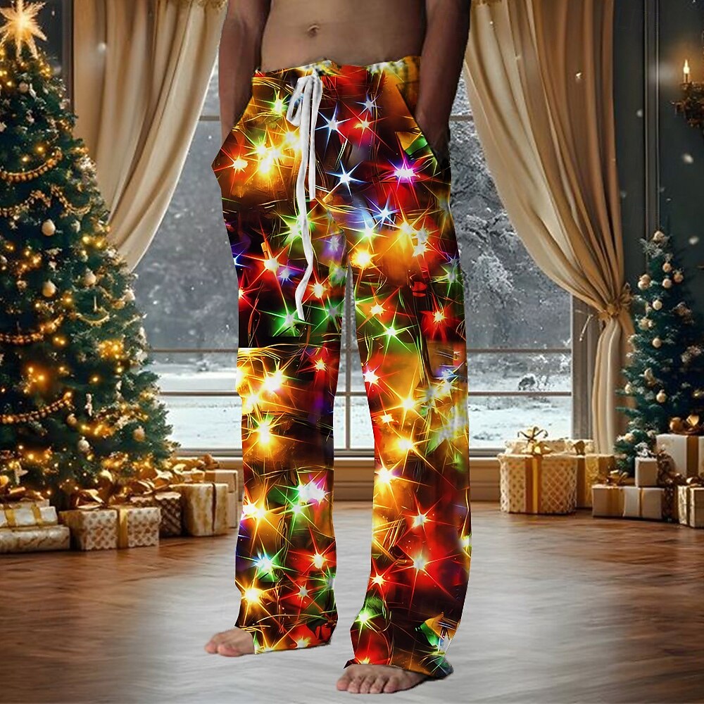 Hawaiian byxor för jul Herr Byxor Medium Midja Dragsko Elastisk midja Ledigt Helgdag julfest Standkläder Byxor med raka ben Sommar Vår Höst 3D-tryck Gul Blå Purpur 2025 - $28.99 –P1