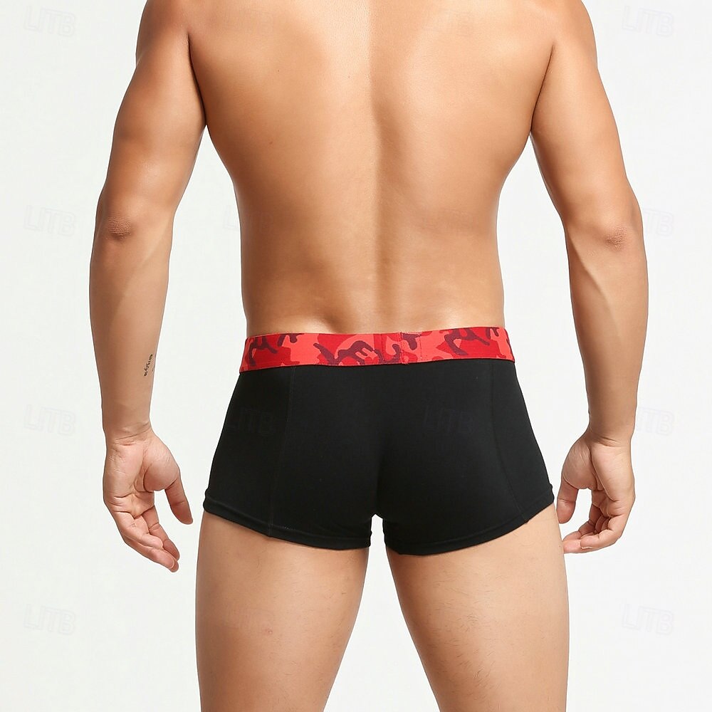 Herren 1 pc Unterwäsche Boxer Boxer-Shorts Patchwork 90% Baumwolle Atmungsaktiv Weich Komfortabel Farbblock Buchstabe Mittlere Hüfthöhe Schwarz Weiß 2025 - $8.99 –P8