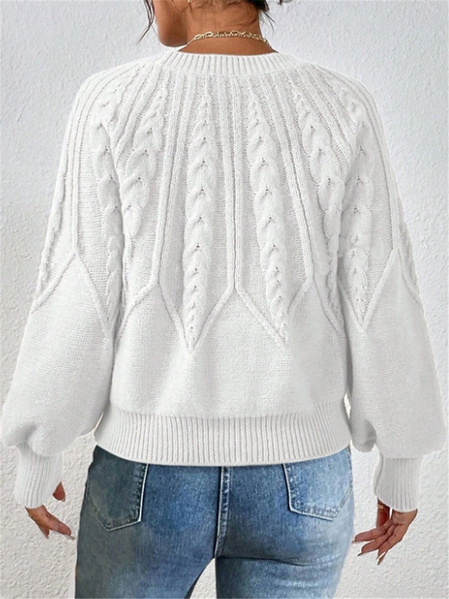 Per donna Felpa Informale Morbido Colore puro Cavi Girocollo Lavorato a maglia Manica lunga Top regolari Maglia Esterno Giornaliero Fine settimana Nero Bianco Autunno Inverno del 2025 a $29.99 –P7