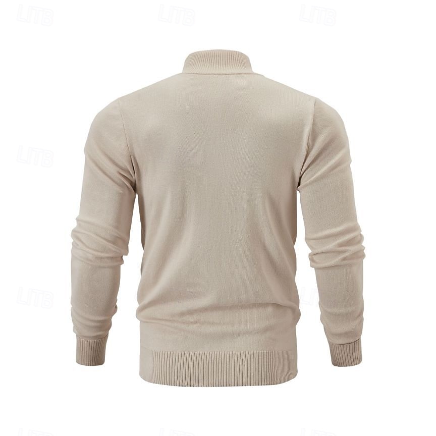 Herren Strickjacke Reißverschluss-Pullover Strickpullover Gerippt Stricken Normale Oberteile Reißverschluss Einfarbig Stehkragen Mode Klassisch Urlaub Alltagskleidung Bekleidung Herbst Winter Frühling 2026 - $36.99 –P5