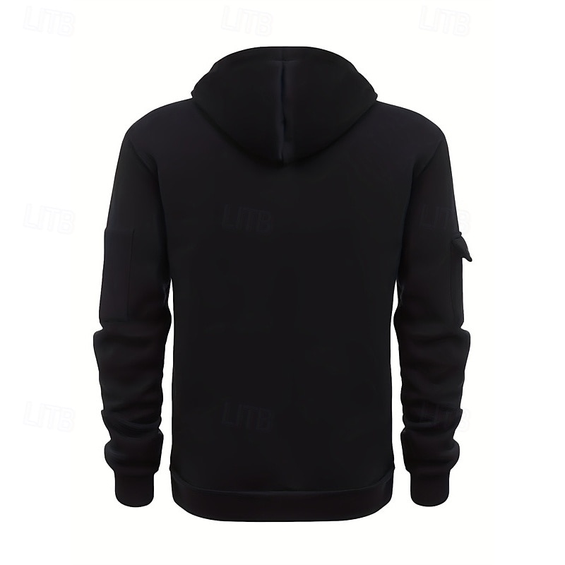 Voor heren Trui met capuchon Hoodie met kwartrits Zwart Wijn Marineblauw blauw Bruin Capuchon Effen Zak Sport & Outdoor Dagelijks Feestdagen Polyester Streetwear Basic Casual Lente & Herfst Kleding 2026 - $31.99 –P6