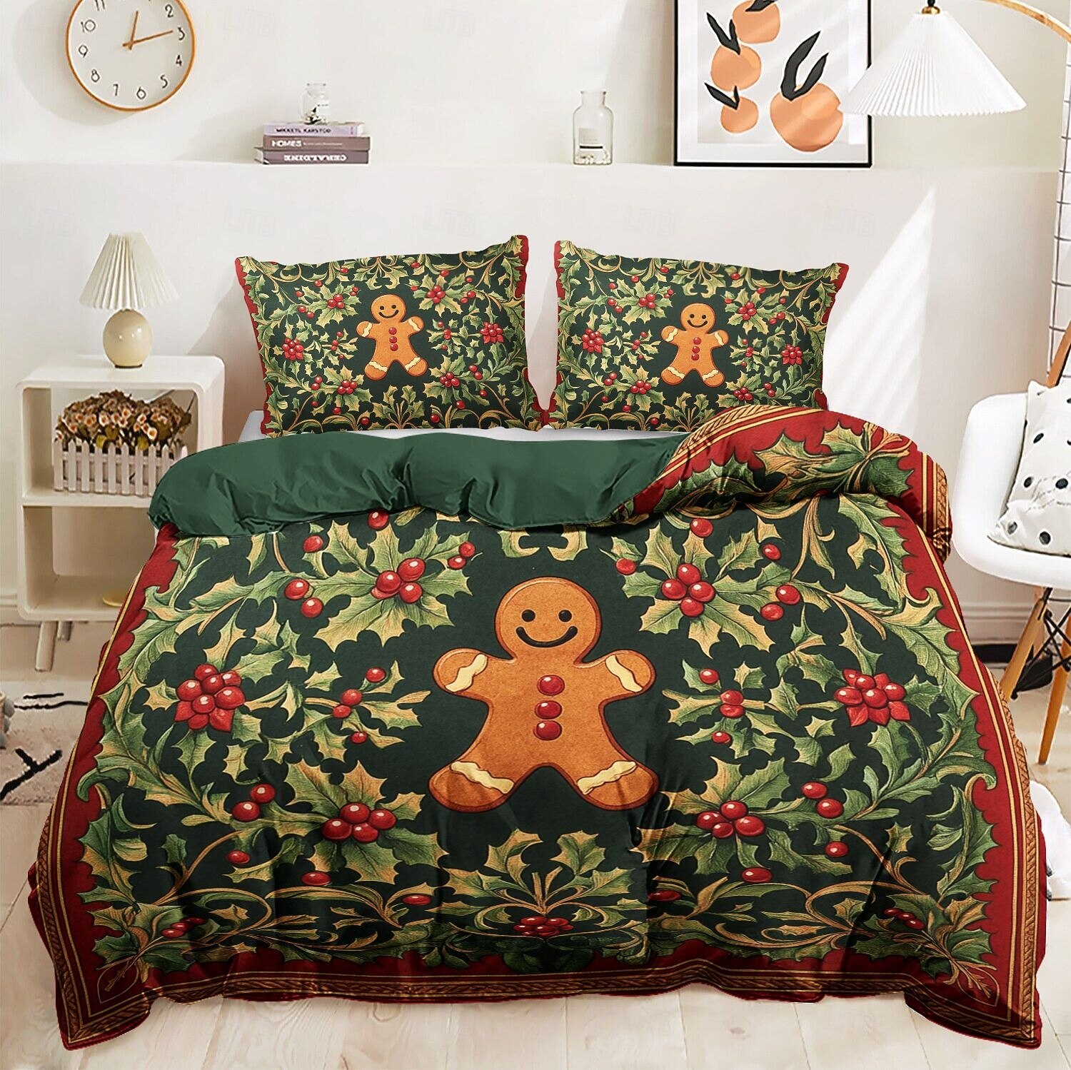 Conjunto de capa de edredom de homem de gengibre tamanho queen king size 100% algodão conjunto de edredom de natal completo 3 peças capa de edredom e fronhas macias e respiráveis para crianças e adultos tema de feriado de natal de 2025 por $69.99 –P5